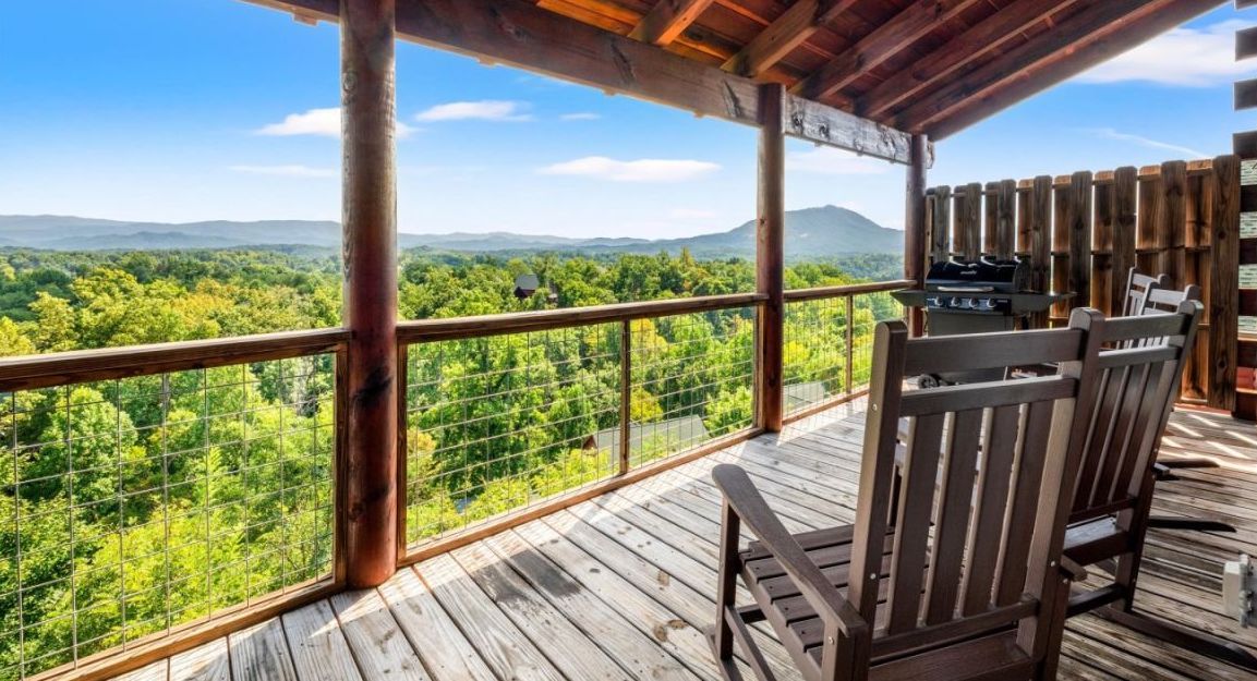Beautiful back porch at a Pigeon Forge cabin rental