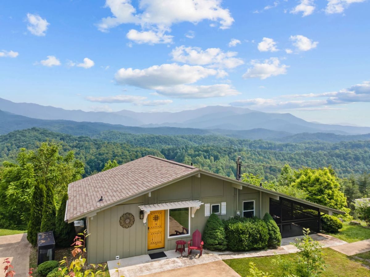 Stunning views of the Smoky Mountains greet you before you step inside.