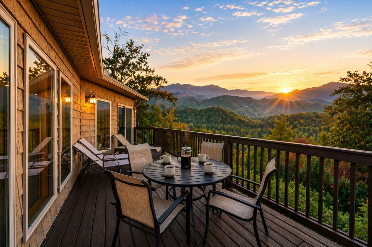 Stunning sunrise views from Misty Mountain Chalet in Gatlinburg